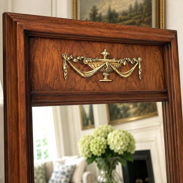 Pair of Federal Style Trumeau Mirrors | Neoclassical Wall Mirrors | Traditional Decor For Sale - Image 4 of 10