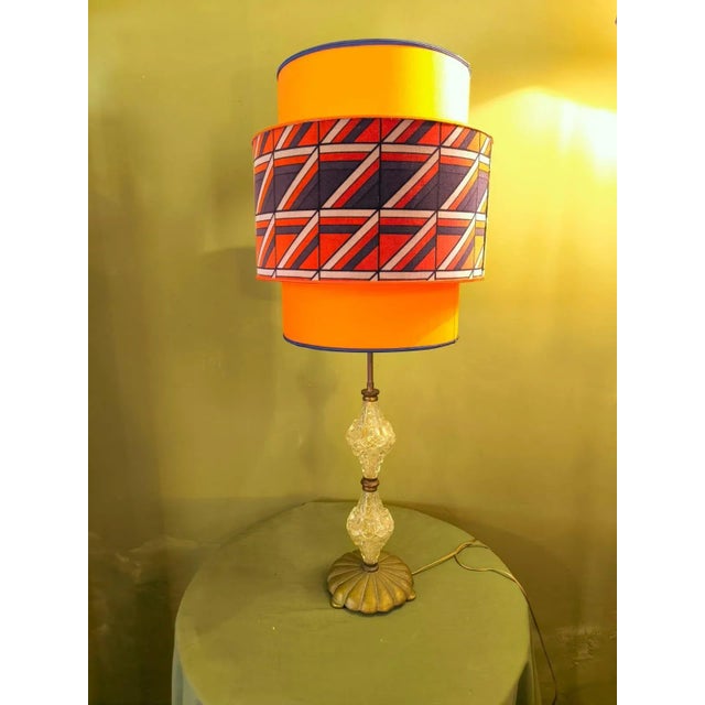 Metal Brass Lamps with Crystals and Lampshade, 1950s, Set of 2 For Sale - Image 7 of 10