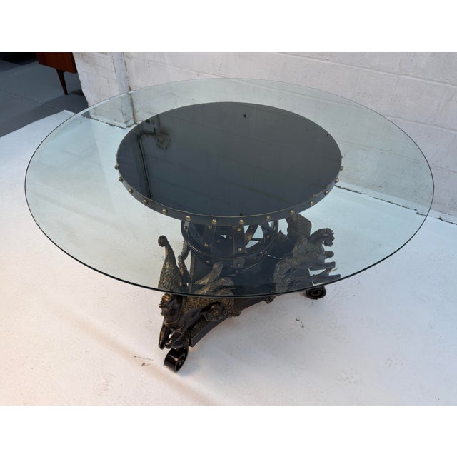 Gothic Late 20th Century Unique Hippocampus Glass Top Dining Table For Sale - Image 3 of 9