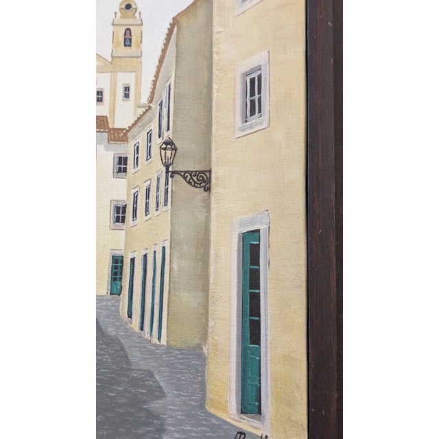 Mid 20th Century Framed Signed Painting on Canvas. Girl on Lisbon Alfama Street by Antonio M Paulino For Sale - Image 10 of 15
