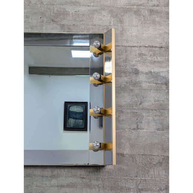 Illuminated Dressing Room Mirror in Chrome and Brass by Gaetano Sciolari, Italy, 1970s For Sale - Image 12 of 18