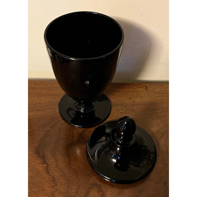 Black Amethyst Glass Urn With Cover For Sale - Image 11 of 13