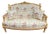 Late 20c Handcrafted Louis XVI Gold Beech Silk Cotton Settee For Sale