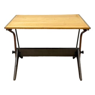 Vintage Drafting Table Pivot Tilt Blonde Wood Artist Architect MCM For Sale