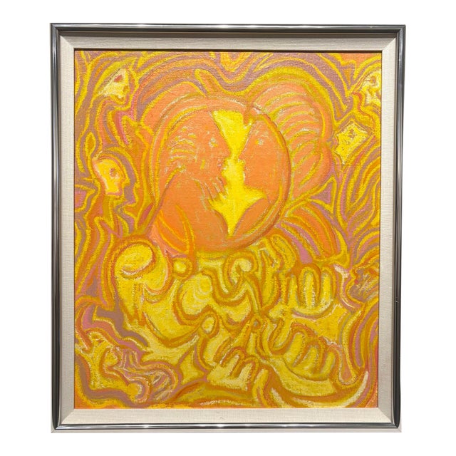 Molly Schiff Bright Acrylic on Canvas 1970s Oil Painting Square For Sale