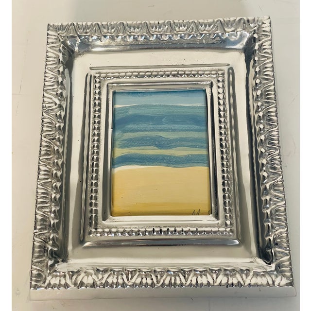 Abstract 1970s Small Sunny Isles Miami Seascape in Heavy Metal Fame For Sale - Image 3 of 5