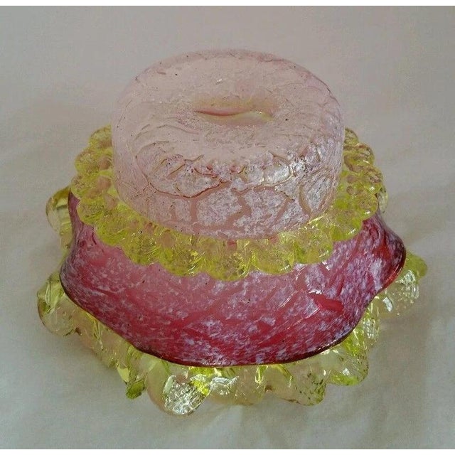 19th Century Victorian Frosted Cranberry Glass Preserve Bowl, 1880 For Sale - Image 5 of 8