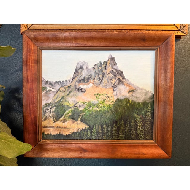 Green 2000s Rustic Mountain Landscape Acrylic Painting For Sale - Image 8 of 8