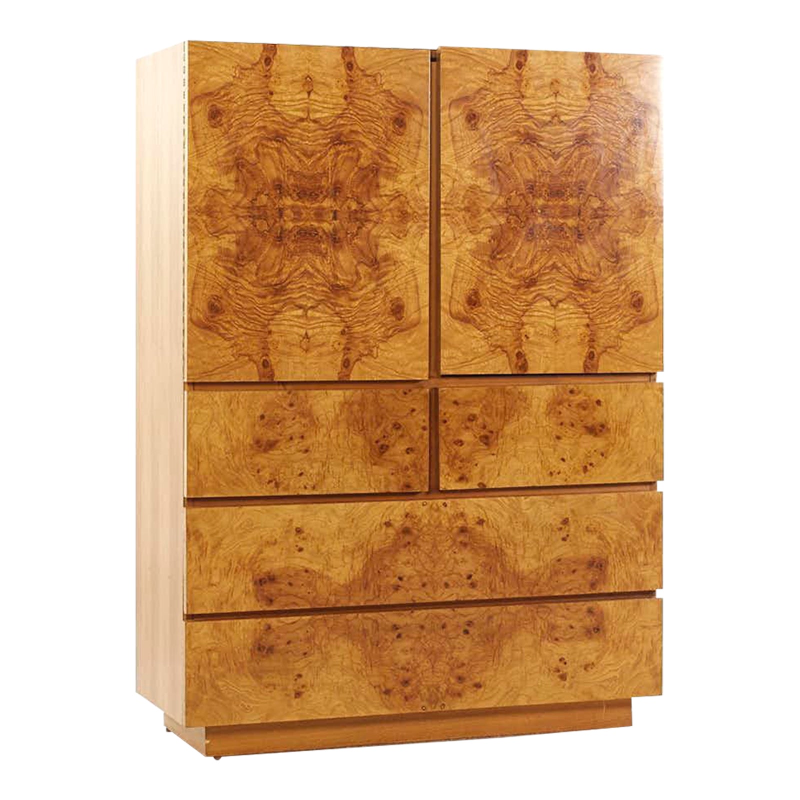 Milo Baughman Style Lane Mid Century Burlwood Armoire Chairish