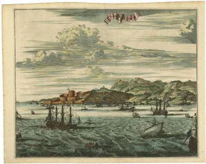 O. Dapper, Illustration of Sestos in Turkey with Ships, 1680, Print