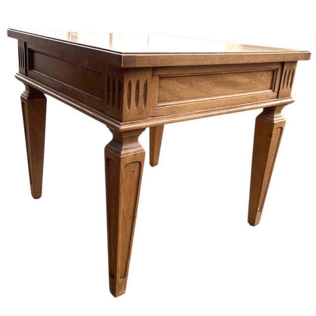 Thomasville Thomasville Neoclassical Pecan Wood Side Table - Signed and Dated 1968 For Sale - Image 4 of 5