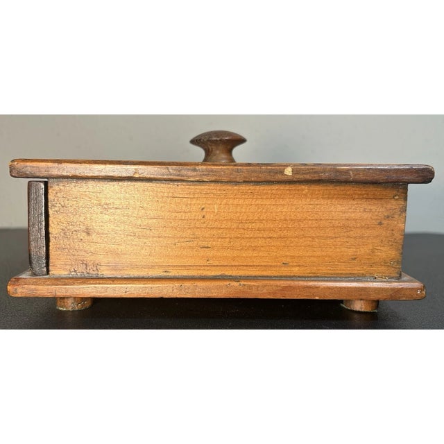 Antique Circa 1940 American Primitive Pine Wood Single-Drawer Trinket/Jewelry Box For Sale - Image 4 of 8