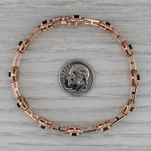 Metal Le Vian 4.07ctw Champagne Diamond Quartz Links Bracelet 14k Rose Gold 6.75" 8mm For Sale - Image 7 of 10