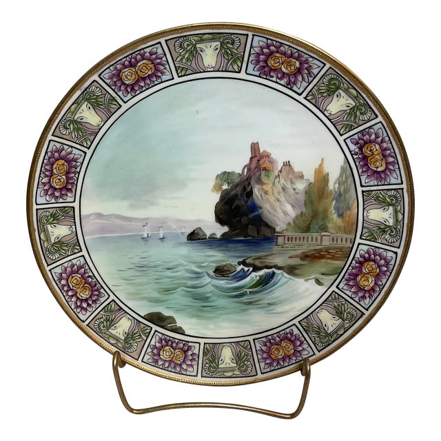 Early 20th Century Nippon Gold Rim Boat Scene Wall Plate For Sale