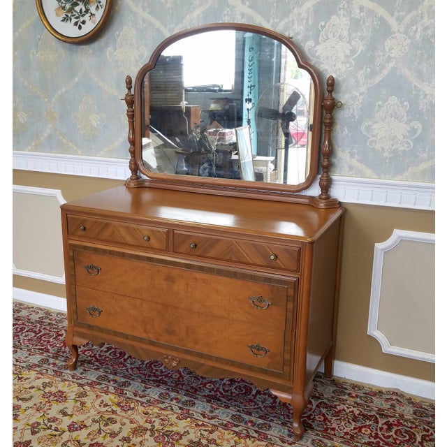 1930s Post ArtDeco Walnut Bedroom 4 Drawer Dresser With Swivel Mirror Chairish