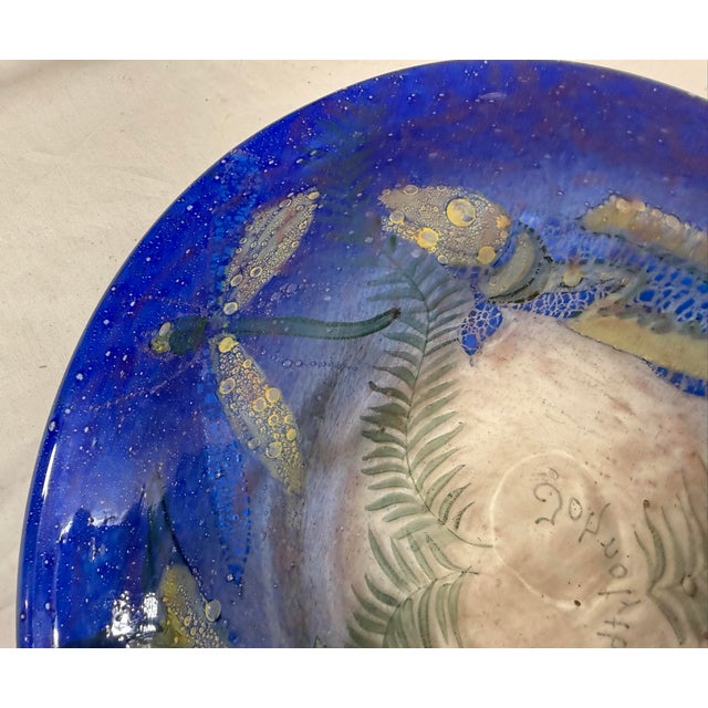 Antique 1930's Ernst Hantich & Co Johnolyth Dragonfly Fish Glass Glass Bowl Dish For Sale - Image 12 of 15
