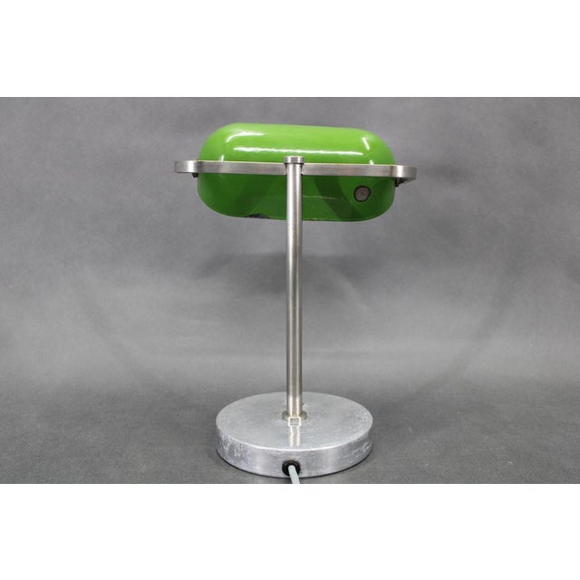 Vintage Art Deco Nickel Banker Table Lamp, 1940s For Sale - Image 3 of 16