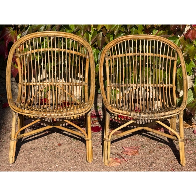 Vintage French Rattan Armchairs, 1950s, Set of 2 For Sale - Image 9 of 9