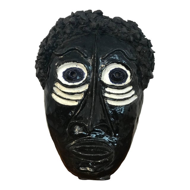 Mid Century Pottery African Mask in the Style of Wiener Werkstatte For Sale
