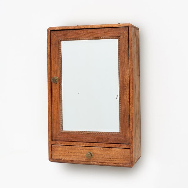Wooden Wall‑Mounted Shaving Cabinet with Drawer, Belgium, 1920 For Sale - Image 11 of 11