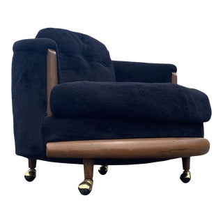 Vintage Round Lounge Chair on Casters After Adrian Pearsall For Sale