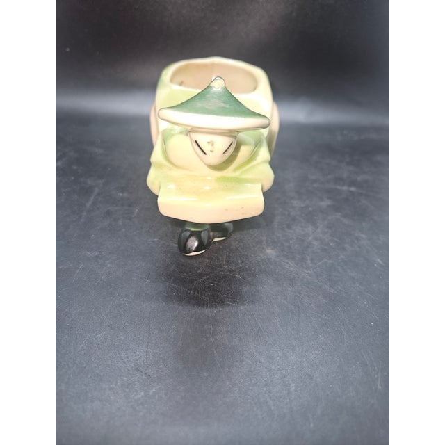 Vintage Shawnee Pottery Planter; asian man pulling rickshaw