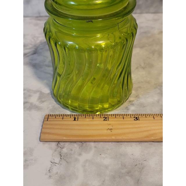 Vintage Green Glass Apothecary Jar With Optic Swirl For Sale - Image 12 of 13