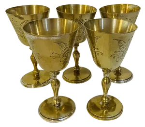 Brass Goblets, 1950s, Set of 5