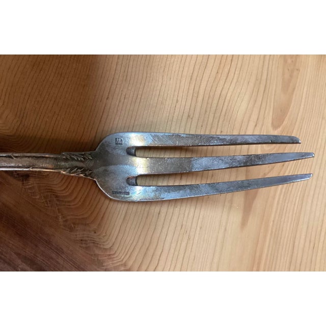 Silver Antique French Boulenger Art Nouveau Silver Plate Large Serving Fork For Sale - Image 8 of 10
