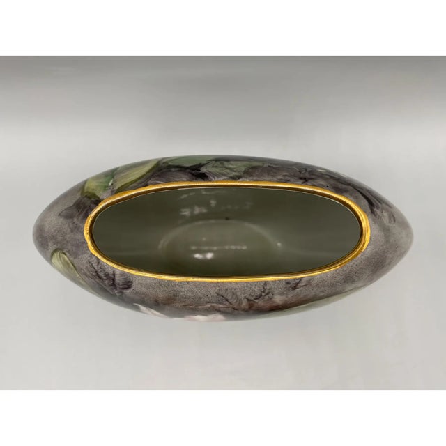 Limoges, France Mid-20th Century Hand-Painted Orchid Porcelain Vase Signed "Sager" For Sale - Image 4 of 10