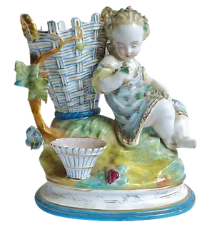 Antique French Majolica Cherub Vase