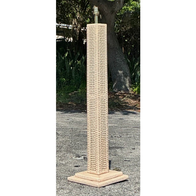 Contemporary Vintage Coastal Woven Rattan Floor Lamp For Sale - Image 3 of 6