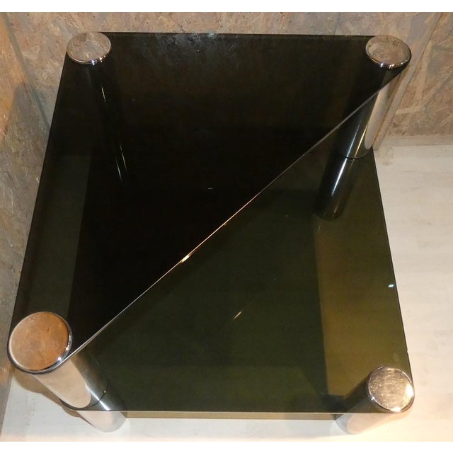 Zanotta Italian Table in Crystal and Steel by Marco Zanuso for Zanotta, 1960s For Sale - Image 4 of 18