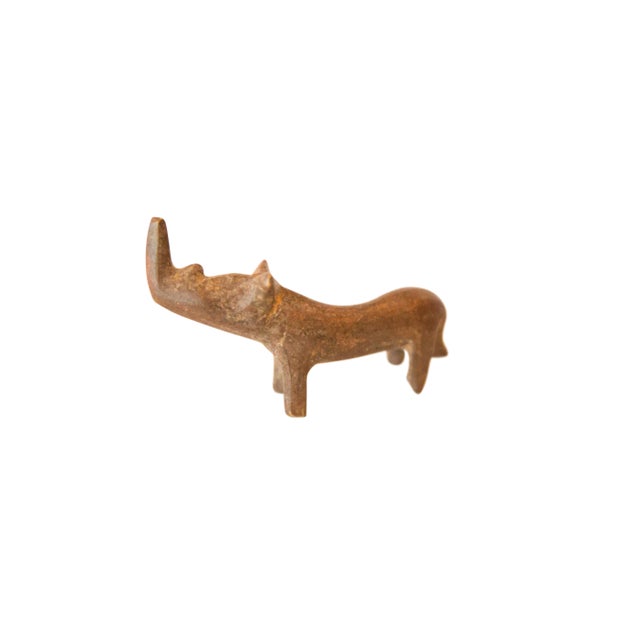 Vintage African Mini Curved Copper Rhino For Sale