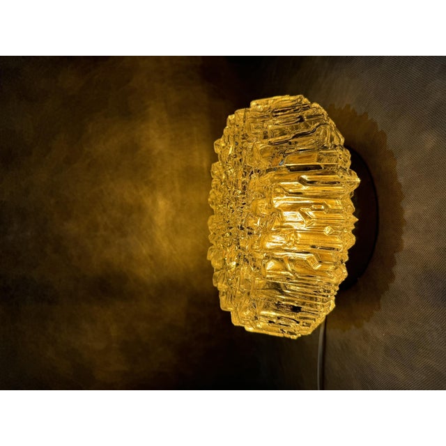 Silver Vintage Textured Glass Flush Mount Ceiling Light, 1970s For Sale - Image 8 of 11