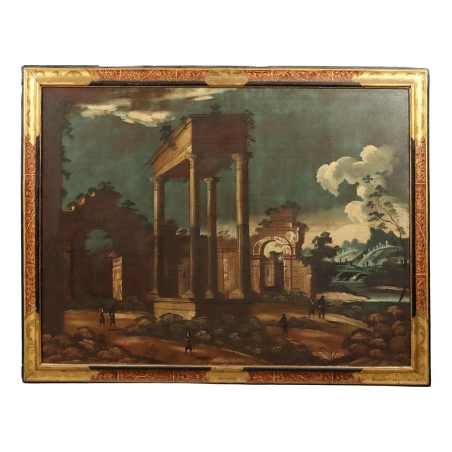Unknown, Architecture and Characters, Oil on Canvas For Sale