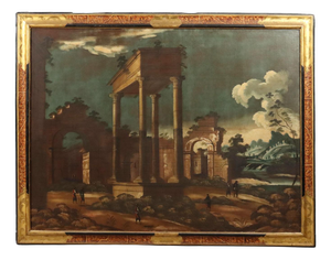 Unknown, Architecture and Characters, Oil on Canvas