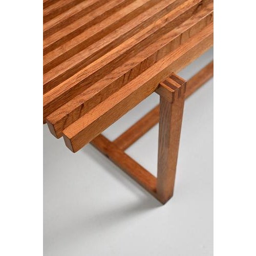 Wood Vintage Oak Slatted Bench For Sale - Image 7 of 10