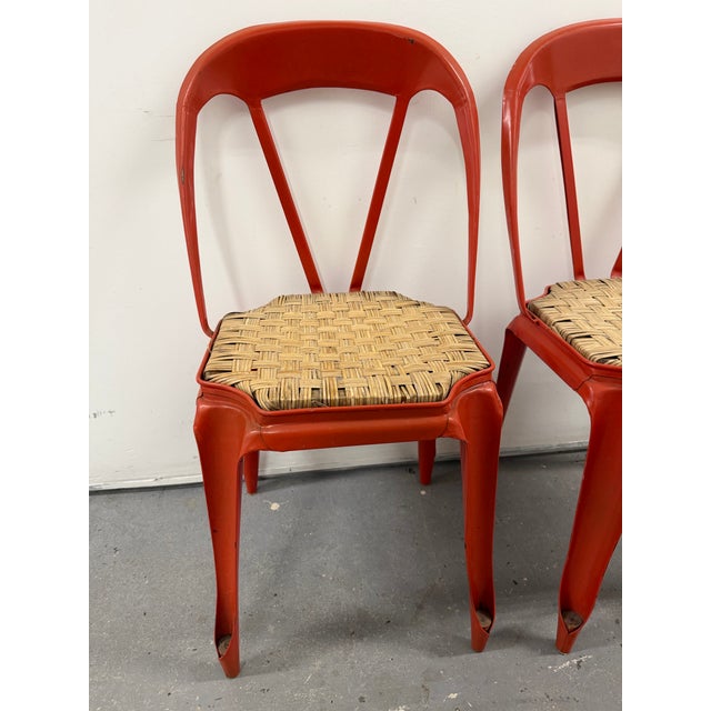 Stunning Pair of Extremely Rare 1920s/30s Multipls Chairs by Joseph Mathieu Original Paint & Woven Seats For Sale - Image 11 of 11