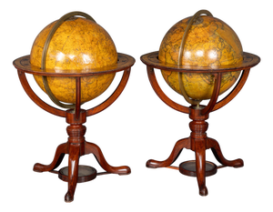 Antique Terrestrial and Celestial Globes from Cary's, 1821, Set of 2