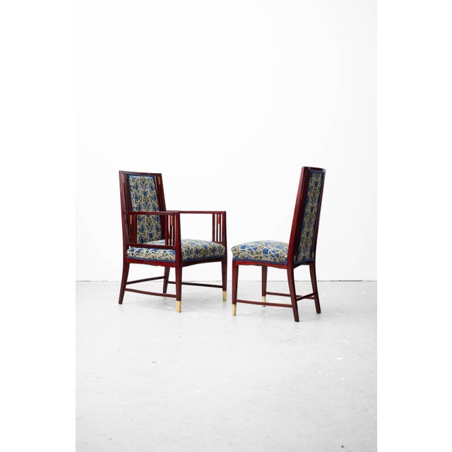 Blue Viennese Secessionist Armchairs and Chairs by Max Benirschke / School of Prof. Josef Hoffmann, 1903, Set of 4 For Sale - Image 8 of 18