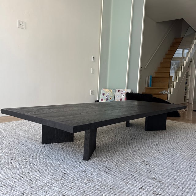 2020s Custom Chabudai Japanese Low Dining Table in Black Reclaimed Oak Solid Wood For Sale - Image 5 of 11