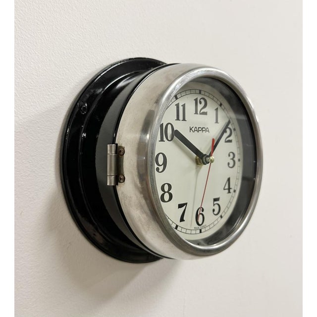 Industrial Vintage Black Kappa Maritime Wall Clock, 1980s For Sale - Image 3 of 18