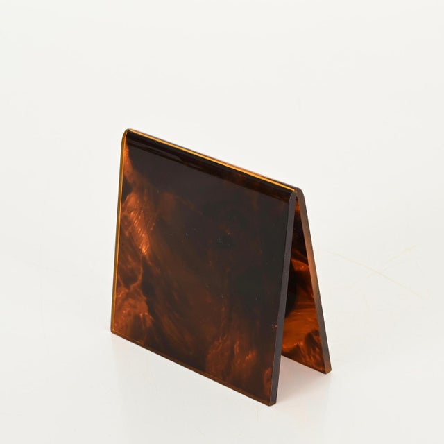 Brown Photo Frame in Acrylic Glass and Brass attributed to Christian Dior, Italy, 1970s For Sale - Image 8 of 15