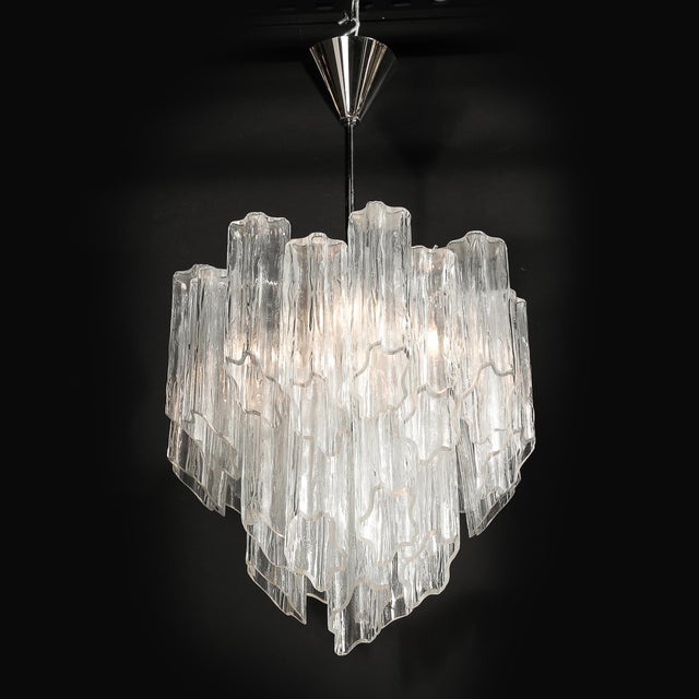 Mid-Century Modernist Hand-Blown Murano Angular Tronchi Glass Chandelier For Sale - Image 10 of 18