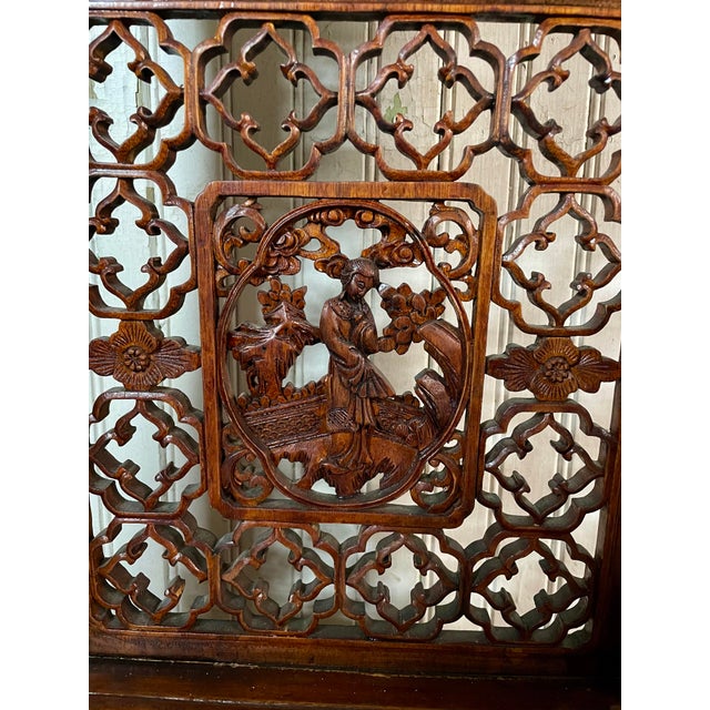 Antique Asian Chinese Style Carved Hexagonal Petit Delicate Small Chair W/Arms For Sale - Image 6 of 12