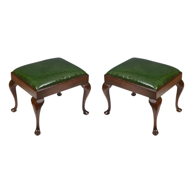 A Pair of Queen Anne Style Walnut Benches For Sale