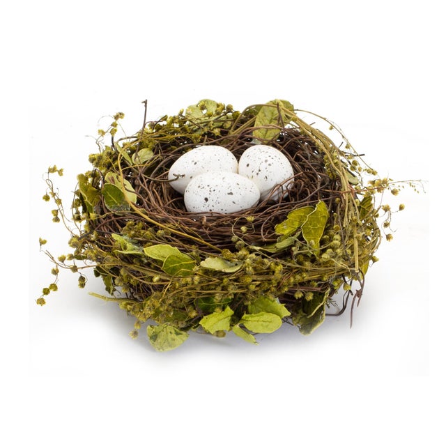 Rustic Natural Twig Bird Nest with Speckled Egg Accent (Set of 4) For Sale - Image 3 of 4