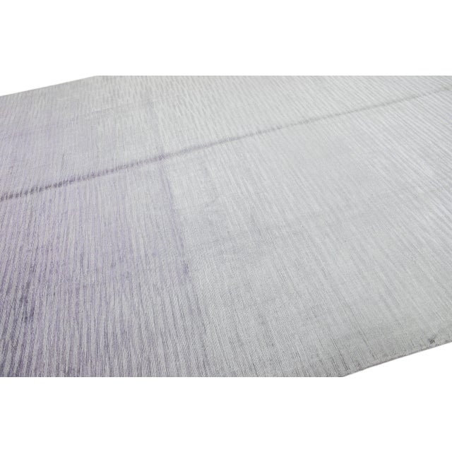 2010s Contemporary Handmade Gray Wool & Silk Rug With Abstract Pattern For Sale In New York - Image 6 of 7