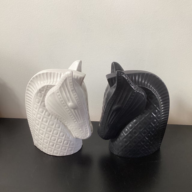 Great ,alone or as a pair. These feel very aristocratic a retired pair of beautiful horse heads . 13.5” tall, 11” wide and...